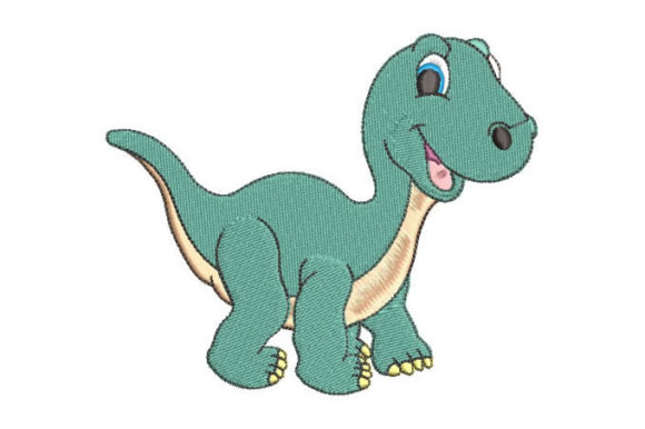 Green Dinosaur: A Cheerful Embroidery Design for Gifts