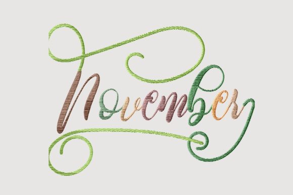 November Lettering Embroidery Design for Etsy Shops