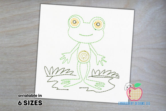 Real-World Review: Funny Standing Frog Line Art Embroidery Design
